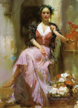 Pino Daeni flores hermosa mujer dama Pinturas al óleo